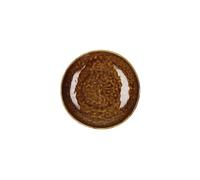 Petit plat en grès marron, rond, uni - Pomax, Spiro - Ø21xH5 cm