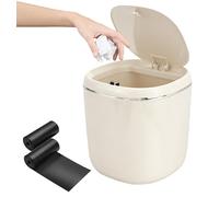 Petit poubelle de table avec couvercle à rabat, couleur blanc laiteux, capacité de 2,5 litres