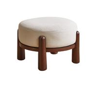Petit pouf rond - Repose-pieds bas avec pieds en bois et coussin doux, tabouret multifonction pour salon, chambre à coucher, entrée