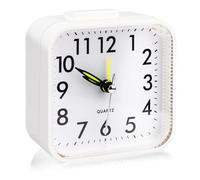Petit réveil de voyage silencieux, LED de chevet, lumière lumineuse, sans tic-tac, fonctionne à piles, affichage silencieux, réveil analogique avec fonction veilleuse pour les dormeurs lourds, la