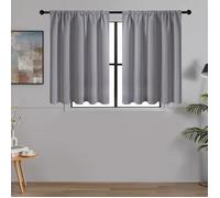 Petit Rideaux Occultants Thermique Isolant Anti Froid de Fenetre Tissu Gris Clair 90L X 120H cm (2 Panneaux)