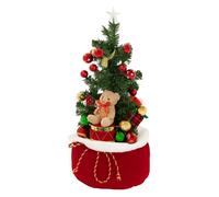 Petit sapin de Noël artificiel - ECD Germany - 65 cm - avec ourson en peluche décoré pre-illuminé