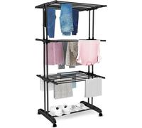 Petit séchoir à linge pliable pour l'intérieur et l'extérieur - Séchoir mural pliable avec socle - Peu encombrant et léger - Pour les petits et les grands vêtements - Idéal pour les appartements, les
