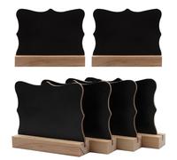 Petit Tableau Noir, 6PCS Mini Tableau Noir Buffet, Tableaux Noirs en Bois Double Face, Mini Ardoise avec Chevalets de Support pour Bar, Fête, École, Mariage, Anniversaire