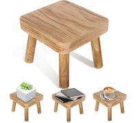 Petit tabouret carré bois 24 x 22 x 20 cm, support plantes ou marchepied chambre/salle de bain