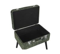 Petit Tabouret Moderne et Glamour en Velours Côtelé Vert Foncé avec Rangement en Forme de Valise Design Tendance et Style Rétro Beliani