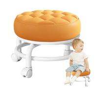 Petit Tabouret Roulant - Tabouret Réglable À 360° avec roulettes, Chaise À Siège Bas en Cuir PU, Tabouret Mobile pour La Maison