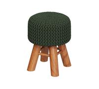 Petit tabouret tricot en coton vert kaki - Lisa - Maison Pavane