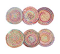 PETIT TAPIS lot de 6 rond coloré en jute décoration originale SUD 35cm