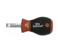 Petit tournevis plat Stubby, manche bi-matière - Lame fendue - 6.5x25 - 26966 WIHA