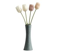 Petit vase à bourgeons en céramique de 20 cm à col étroit pour fleurs à tige unique, décoration d'intérieur, centre de table, bureau (gris)