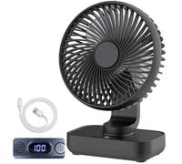 Petit ventilateur de bureau oscillant, avec charge USB, autonomie de plus de 12 heures, option de montage mural, couleur noire