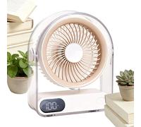Petit ventilateur de bureau | Rechargeable par USB 5 vitesses Affichage | Petit ventilateur de table silencieux pour table de chevet, salon, cuisine, maison, bureau, appartement