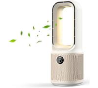 Petit ventilateur de bureau silencieux sans pales, 33 cm, 9 vitesses, débit d'air puissant, orientable à 70°, avec veilleuse et minuterie, pour la chambre, le bureau et la table de chevet
