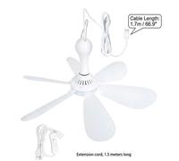 Petit ventilateur de plafond alimenté par USB 6 pales silencieuses DC 5 V USB à suspendre pour intérieur ou extérieur