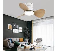 Petit Ventilateur De Plafond Avec Lumière Et Télécommande Design Moderne Moteur DC Pour Chambre D'enfant Chambre Avec Minuterie 6 Vitesse De Vent-White wood grain