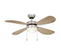 Ventilateur de plafond Classic 105 cm Nickel / Pin avec éclairage et chainettes