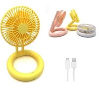 Petit ventilateur de table pliable à 3 vitesses - Alimenté par USB (jaune)