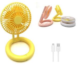 Petit ventilateur de table pliable à 3 vitesses - Alimenté par USB (jaune)