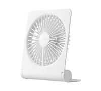 Petit ventilateur JISULIFE de bureau, portable USB rechargeable, batterie 4500mAh, pliable à 160°, fort vent ultra silencieux, 4 vitesses - Blanc