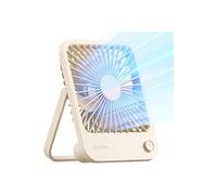 Petit ventilateur JISULIFE de bureau rechargeable, pliable à 180°, USB 4 vitesses réglables, silencieux et puissant - Marron