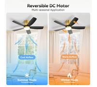 Petit ventilateur plafond extra-plat 42 pouces 5 pales ABS blanc, moteur réversible silencieux, 6 vitesses e VENTILATEUR DE PLAFOND