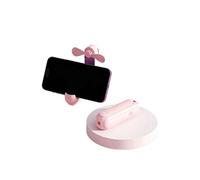 Petit ventilateur pliable 5-en-1,ELVANZA Ventilateur,ventilateur + support + lampe de poche + miroir + batterie externe,autonomie prolongée de 1 200 mAh,rose rose