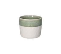 Petit verre en porcelaine blanc et vert pâle, à motifs, verre à eau - Pomax, Spiro - 7x7x6 cm