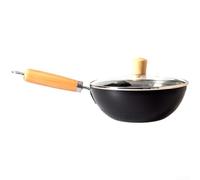 Petit wok non revêtu de style 20 cm, fabriqué en fer forgé pour une personne, compatible avec les cuisinières à induction (B-24 cm)