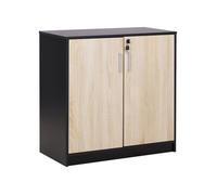 Petite armoire à 2 portes bois clair et noir 80 cm ZEHNA