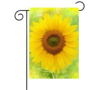 Petite bannière Aquarelle de tournesols, agriculture, paysage d'été et de | printemps Petit Pavillon Balcon 12x18in Résistant Aux Intempéries Bannière personnalisée Léger Drapeau Double Face