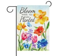 Petite bannière Citations sur le thème des fleurs sauvages à l'aquarelle | et de la Floresaison là où elles sont plantées Pavillon de jardin Anniversaires 12x18in Léger Drapeau de jardin Résistant