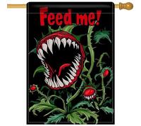 Petite bannière Fleur cadavre carnivore, croc effrayant, horreur | d'Halloween Petit Drapeau Anniversaires 12x18in Couleur Vive Drapeau de jardin Léger Drapeau personnalisé Balcon