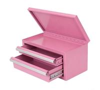 Petite boîte de rangement en métal à 3 couches - Étui de rangement compact pour petites pièces et fournitures (rose)