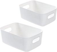Petite boîte de rangement en plastique 19 x 13,5 x 7,5 cm, blanche