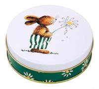Petite boîte en tôle 9,5 x 9,5 cm pour Pâques pour décoration (style A) | Motif lapin mignon, idéal pour Pâques, protège les bonbons de l'humidité, métal robuste
