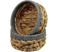 Petite boîte ronde en bois avec des bords gris, 18 cm