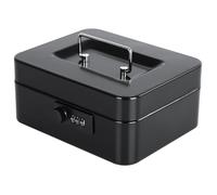 Petite caisse à monnaie à serrure à combinaison - Noir, acier laminé à froid, plateau à pièces amovible, 7,87 x 6,30 x 3,35 pouces
