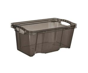 Petite Caisse de rangement transparente empilable 6,5 litres - Gris