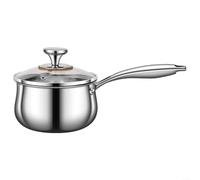 Petite casserole à lait en 304, construction à 3 couches pour une répartition uniforme de la chaleur, revêtement antiadhésif, convient au gaz et à induction, poignée ergonomique, argenté