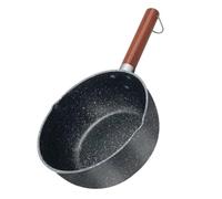 Petite Casserole Antiadhésive en Fer Poignée en Hêtre | Fond Plat, Structure Multicouche, Résistance à Haute Température, Rangement Suspendu, pour Soupes et Steaks