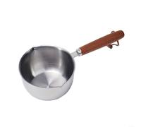 Petite casserole en acier inoxydable de 500 ml, fonctionne sur les plaques à induction, au gaz et électriques, poignée en bois pour une prise en main sûre, parfaite pour faire fondre le beurre