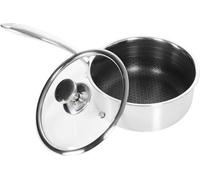 Petite casserole hybride à induction de 16 cm, en acier à 3 couches, avec revêtement antiadhésif, avec couvercle.