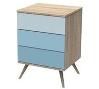 Petite commode 3 tiroirs seventies - bois et bleu G