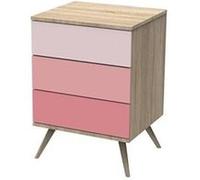 Petite commode 3 tiroirs seventies - bois et rose G