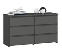 Petite Commode AKORD CL100 Gris Graphite 100 cm 6 tiroirs façade Gris Graphite 100x35x57 cm