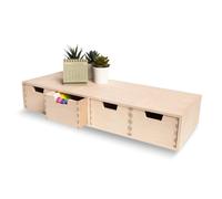 Petite commode en bois - CREATIVE DECO - 4 tiroirs - 56x20,5×10 cm - Pin naturel - Polyvalente