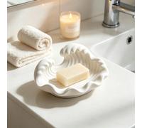 Petite coupelle décorative en PLA imprimée en 3D, blanche, motif vague océanique, plateau de rangement sculpté en relief en forme de vague, bol de décoration côtière minimaliste multifonction, convien