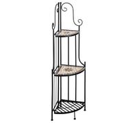 Petite étagère d'angle pliable 115 cm Mosaïque - Support pour plantes extérieur - Étagère à fleurs intérieure - Escalier à fleurs en métal noir - Étagère d'angle - Étagère à herbes - Porte-fleurs