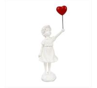 Petite Fille avec Ballon Figurine Statue Sculpture Salon Bureau Chambre Décor Maison Table Décoration Blanc Blanc